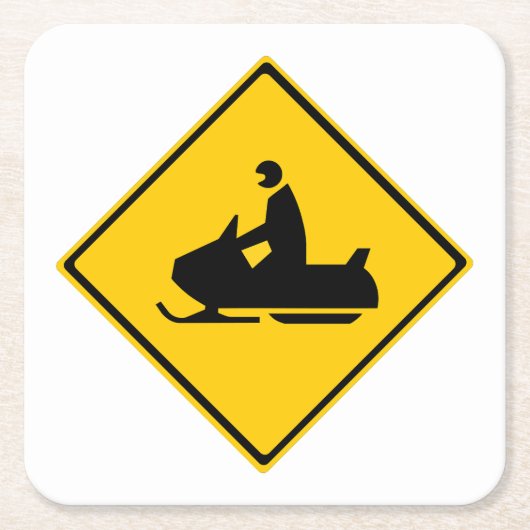 Schneemobil-Warnschnee Winter Rechteckiger Pappuntersetzer (Vorderseite)