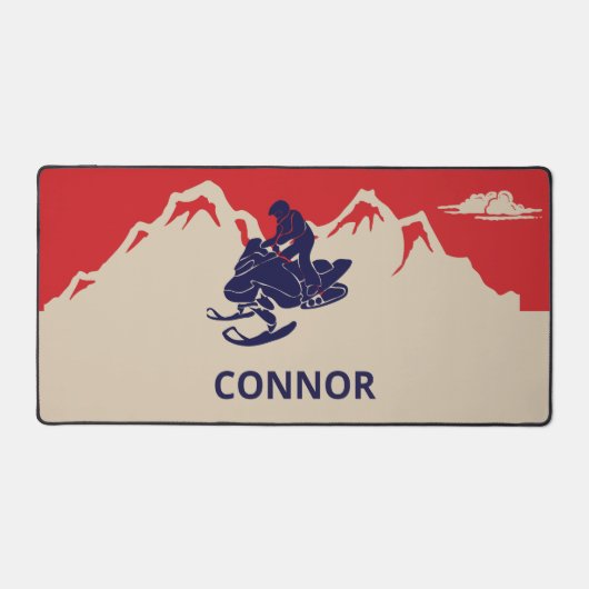 Schneemobil Winter Personalisiert Schreibtischunterlage (Vorderseite)