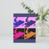 Schneemobile Pop Kunst Postkarte (Stehend Vorderseite)