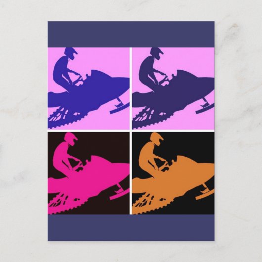 Schneemobile Pop Kunst Postkarte (Vorderseite)