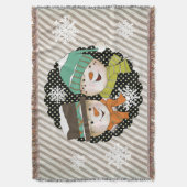 Schneemobile Punkte und Streifen Holiday Throw Decke (Vorderseite Vertikal)