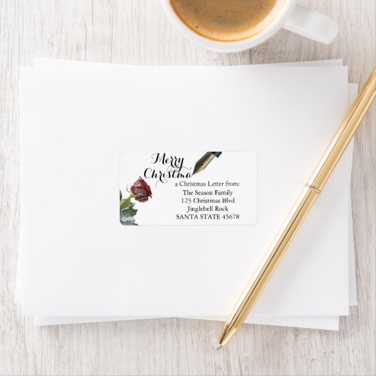 Schneemobile Rose Frohe Weihnachten Adressaufkleber (Insitu)