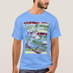Schneemobile Skele, die durch den Schneerücken stü T-Shirt
