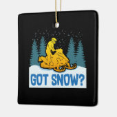 Schneemobilfahren - Mit Schnee Lustiges Schneemobi Keramikornament (Links)