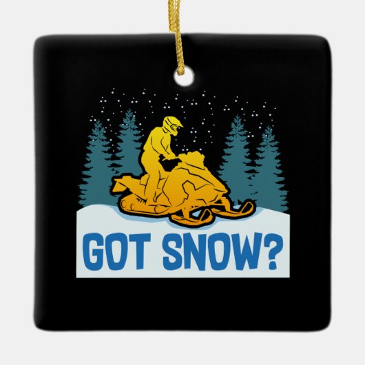 Schneemobilfahren - Mit Schnee Lustiges Schneemobi Keramikornament (Vorderseite)