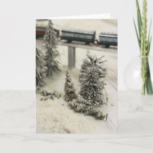 Schneemodellbahn Feiertagskarte (Vorderseite)