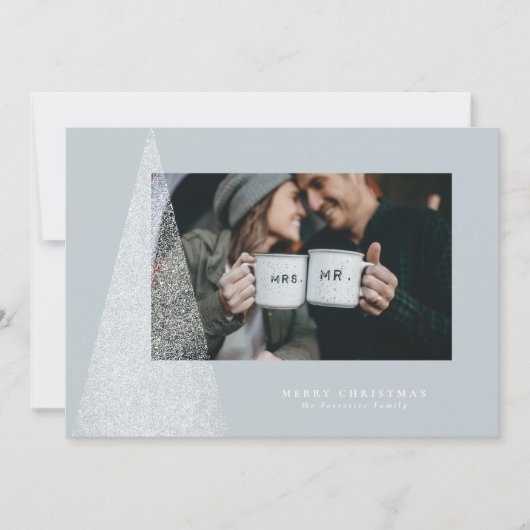 Schneemoderne Weihnachtsbaumfotokarte Feiertagskarte (Vorderseite)