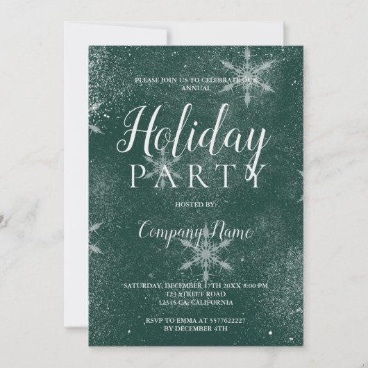 Schneemünde grüne Typografie Unternehmen Weihnacht Einladung (Vorderseite)