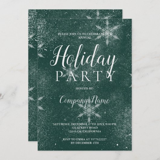 Schneemünde grüne Typografie Unternehmen Weihnacht Einladung (Vorne/Hinten)