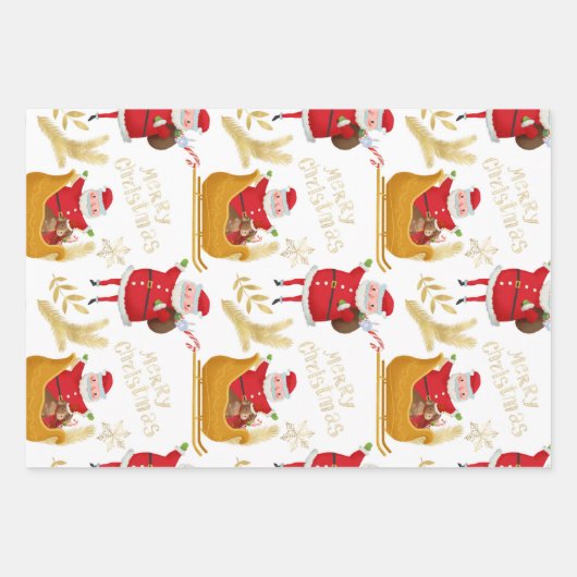 Schneemünder und Weihnachtsfeiertag Geschenkpapier Set (Vorderseite 2)
