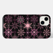 Schneemuster Rosa Schwarzer Hintergrund iPhone Hülle (Rückseite (Horizontal))