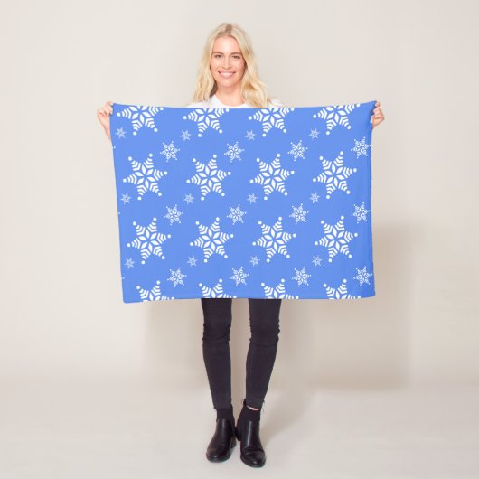 Schneemuster, Weiße Schneeflocken, Schnee, Blau Fleecedecke (Beispiel)