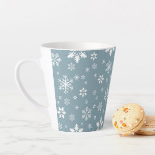 Schneemuster, Weiße Schneeflocken, Schnee, Grau Milchtasse