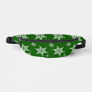 Schneemuster, Weiße Schneeflocken, Schnee, Grün Bauchtasche