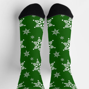 Schneemuster, Weiße Schneeflocken, Schnee, Grün Socken