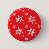 Schneemuster, Weiße Schneeflocken, Schnee, Rot Button (Vorderseite)