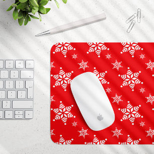 Schneemuster, Weiße Schneeflocken, Schnee, Rot Mousepad
