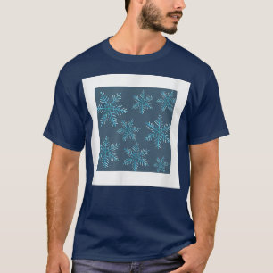 Schneemuster Winterurlaub Blaudruck Dekor  T-Shirt