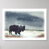 Schneemusterte Bison-Malerei Poster (Vorne)