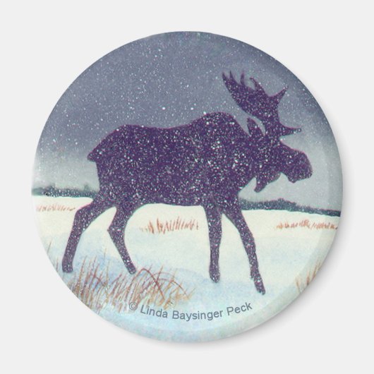 Schneemusterte Elch-Silhouette Magnet (Vorne)
