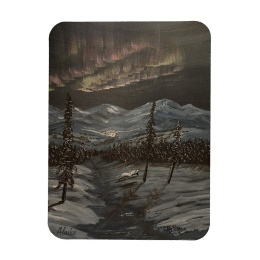 Schneeöle und Nordlichter Magnet (Vertikal)
