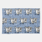 Schneeopard und Schneeflocken Geschirrtuch (Horizontal)