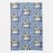 Schneeopard und Schneeflocken Geschirrtuch (Vertikal)