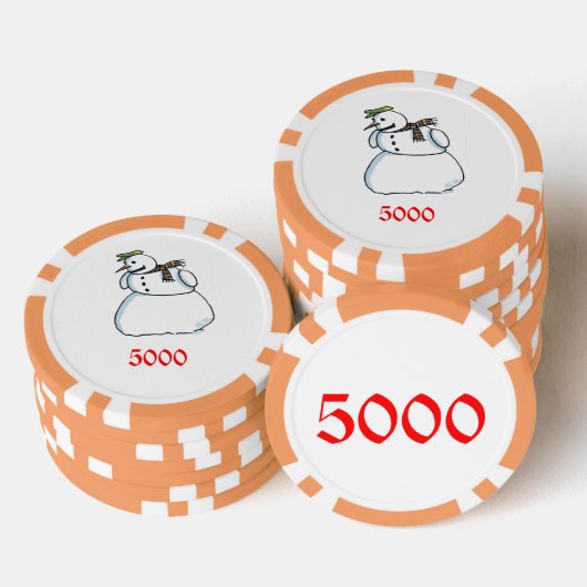 Schneeorange 5000 gestreifter Poker-Chip Pokerchips (Stapel)