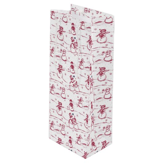 Schneeparktoile - rot geschenktüte für weinflaschen (Vorderseite Schrägansicht)