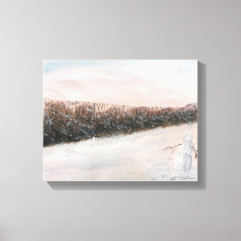 SCHNEEPERSON WATERCOLOR LEINWANDDRUCK