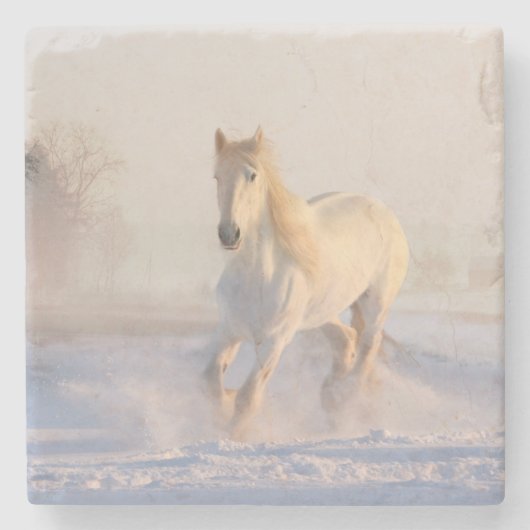 Schneepferd Steinuntersetzer (Vorderseite)