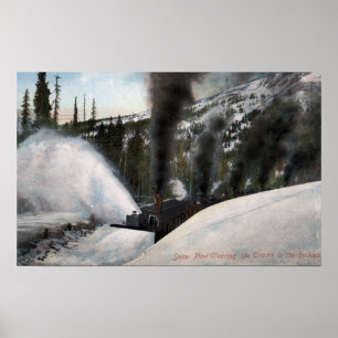 Schneepferde Bahngleise in Rocky Poster