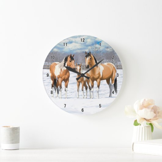 Schneepferde Große Wanduhr (Zuhause)