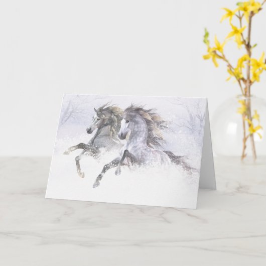 Schneepferde II Weihnachtskarte Karte (Gelbe Blume)