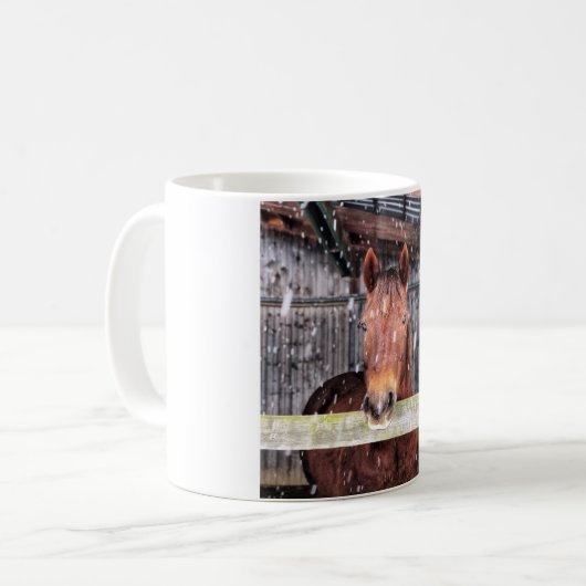 Schneepferde-Tasse Kaffeetasse (Vorderseite Links)
