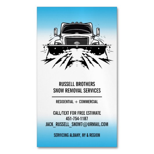 Schneepflug Magnetische Visitenkarte (Vorderseite Vertikal)