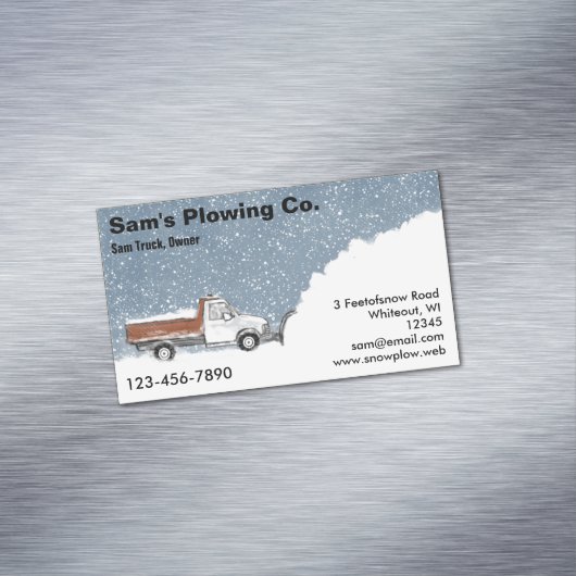 Schneepflug | Pflügen | Entfernen des Schnees Magnetische Visitenkarte (Beispiel)