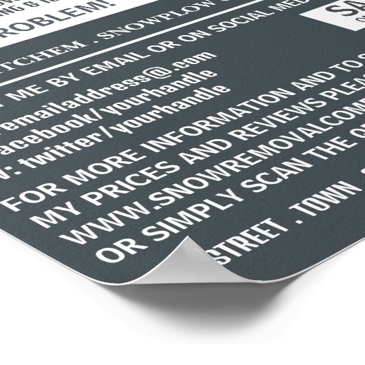 Schneepflug, Schneeentfernungsfirmenwerbung Poster (Ecke)