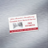 Schneepflügen, Schneerücken und Servicegeschäft Magnetische Visitenkarte (Beispiel)