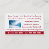 Schneepflügen, Schneerücken und Servicegeschäft Visitenkarte (Rückseite)