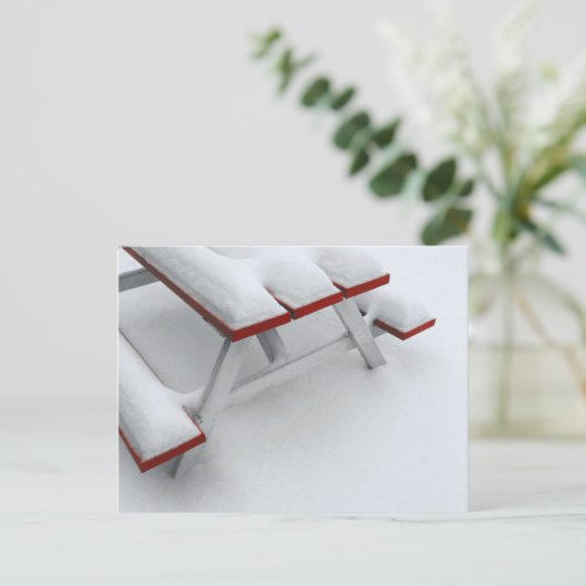 Schneepiknick Postkarte (Stehend Vorderseite)