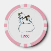 Schneepinke 1000 gestreifter Poker-Chip Pokerchips (Vorderseite)