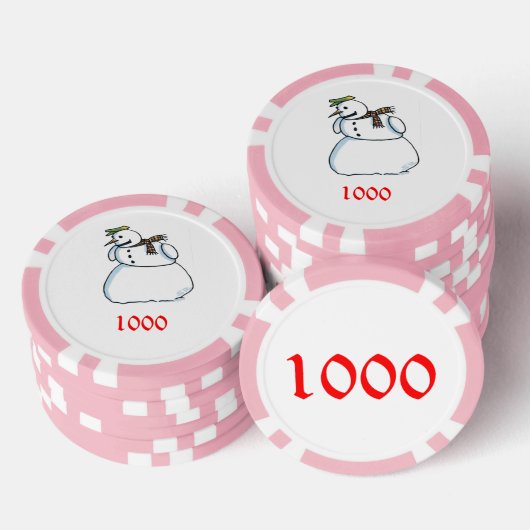 Schneepinke 1000 gestreifter Poker-Chip Pokerchips (Stapel)