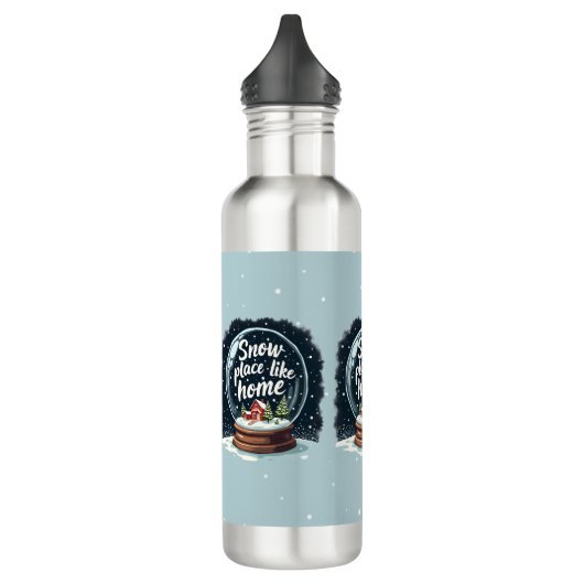 Schneeplatz wie Zuhause Edelstahlflasche (Links)