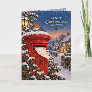 Schneepost-Rotkehlchen-Weihnachtskarte Karte
