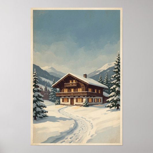 Schneeposter Alpenchalets Poster (Vorne)
