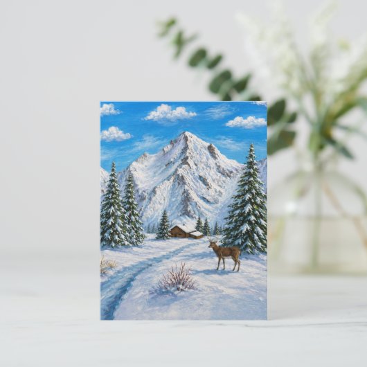 Schneepostkarte vom Bergtal Postkarte (Stehend Vorderseite)