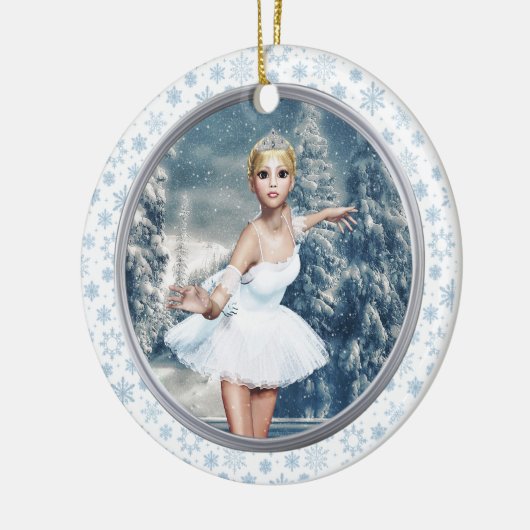 Schneeprinzessin Ballerina Personalisierte Einrich Keramikornament (Links)