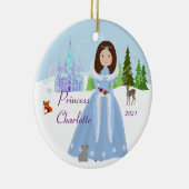 SchneePrinzessin mit braunem Haar Keramik Ornament (Rechts)