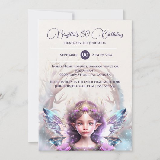 Schneeprinzessin Rosa Fee magisch verzaubert Winte Einladung (Vorderseite)